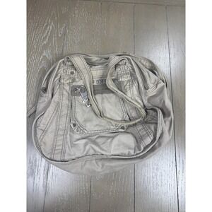 Y2K Diesel Handbag Womens‎ Khaki Canvas Tote Shoulder Bag Double Zip Logo Grunge